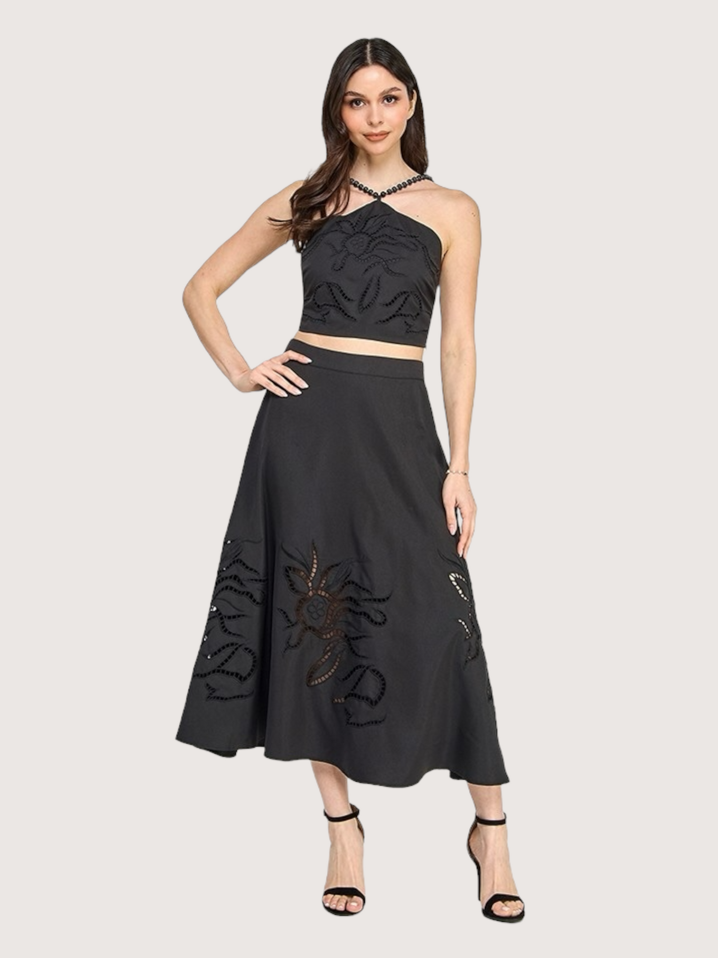 Beaded Eyelet Halter Top