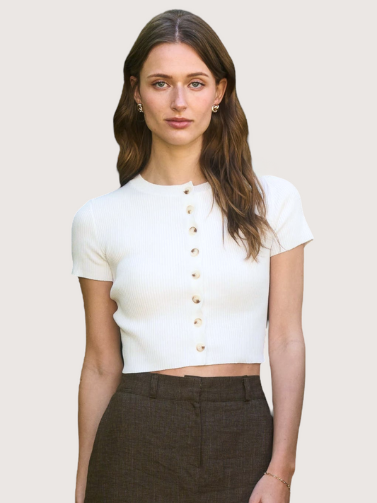 Cropped Ribbed Cardigan
