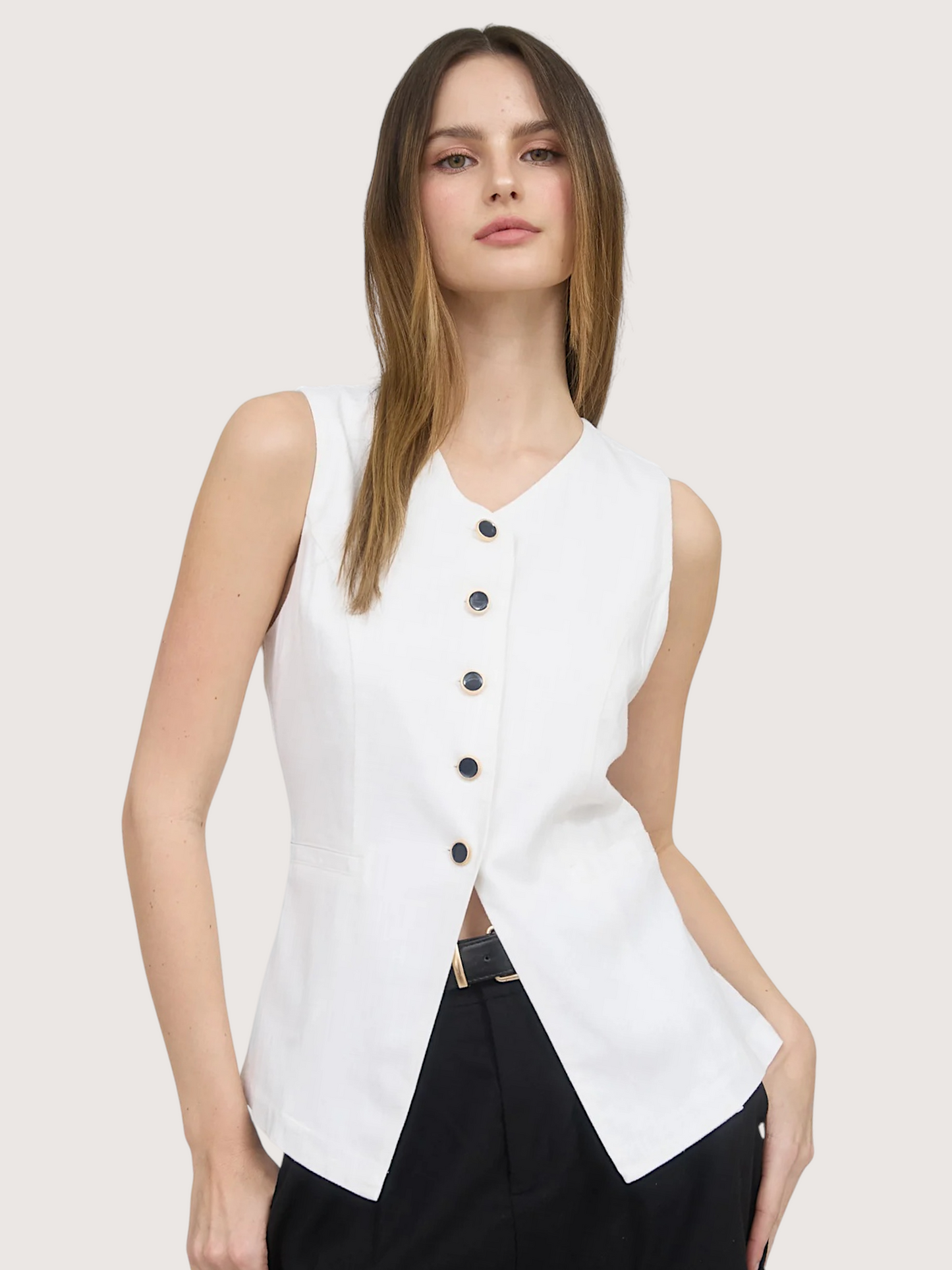 Long Line Linen Vest