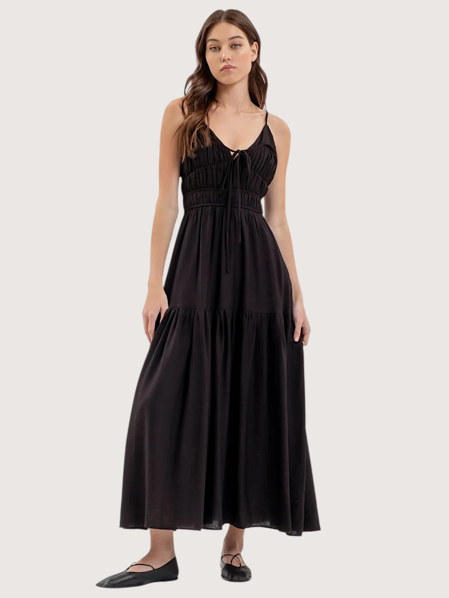 Shirred Midi Dress