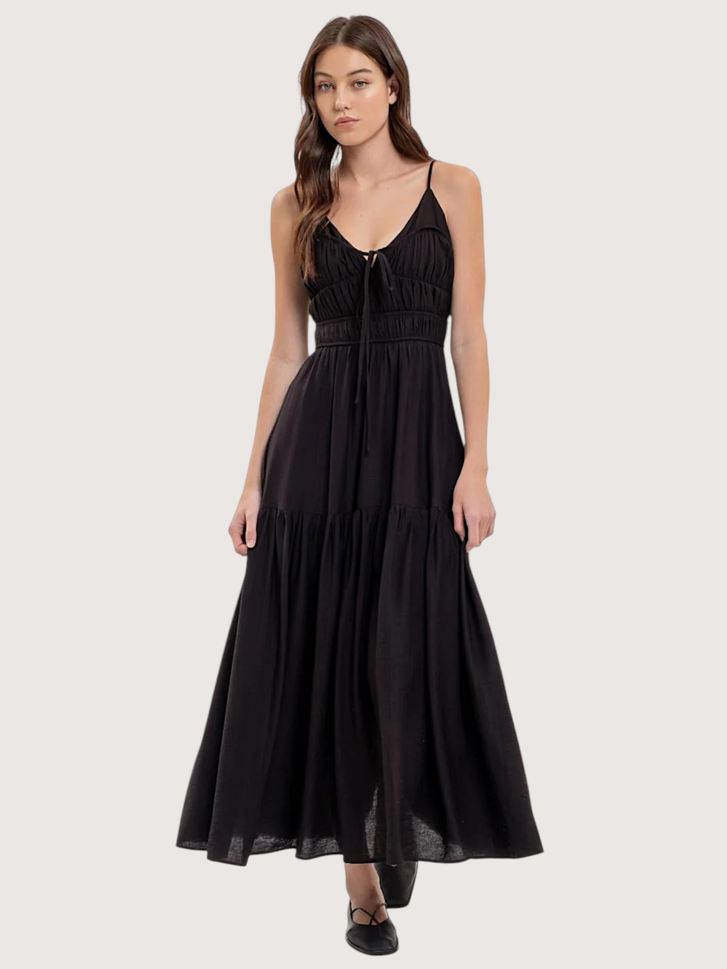 Shirred Midi Dress