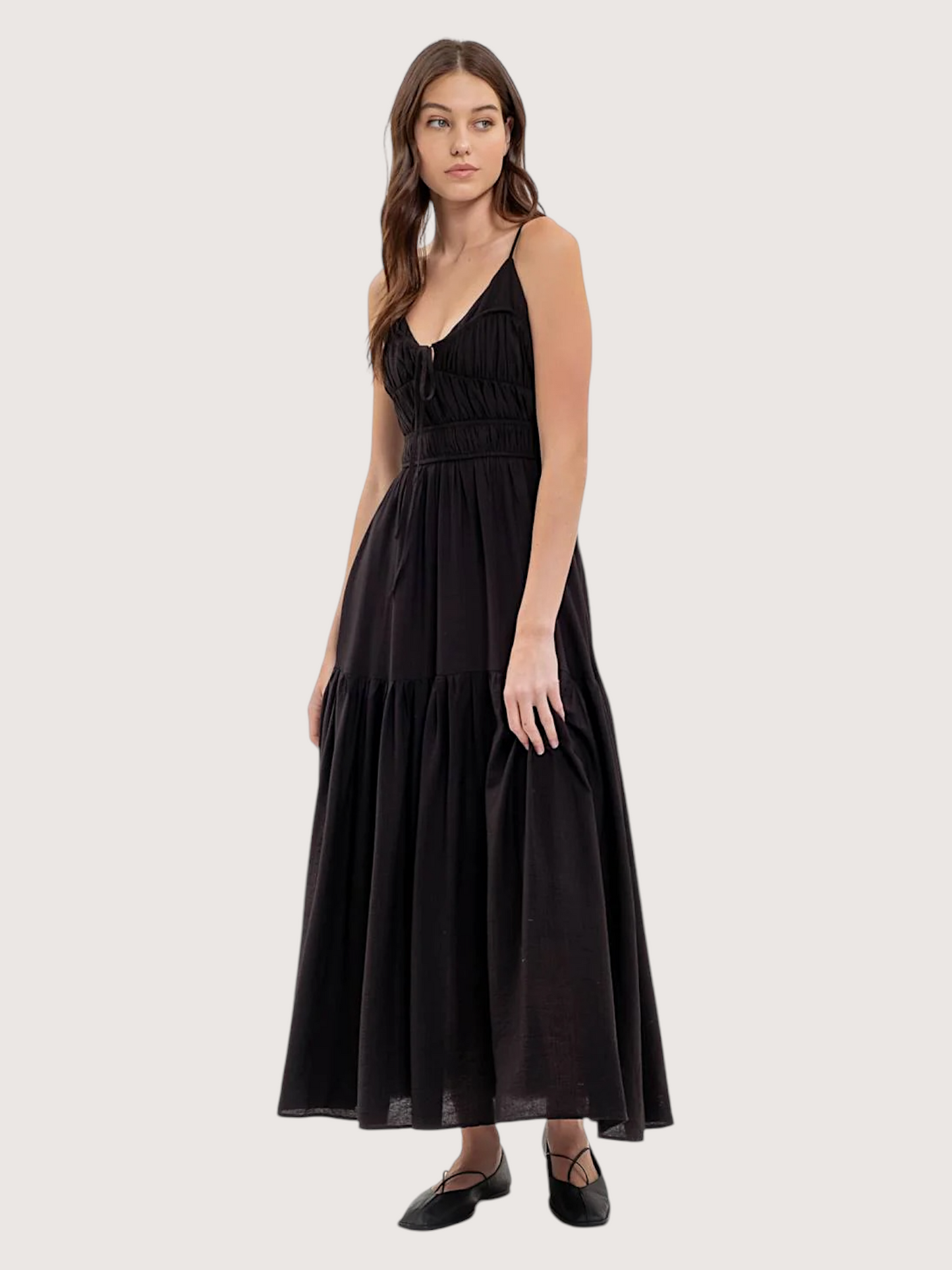 Shirred Midi Dress