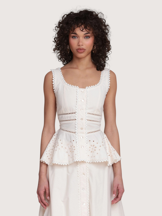 Embroidered Peplum Top