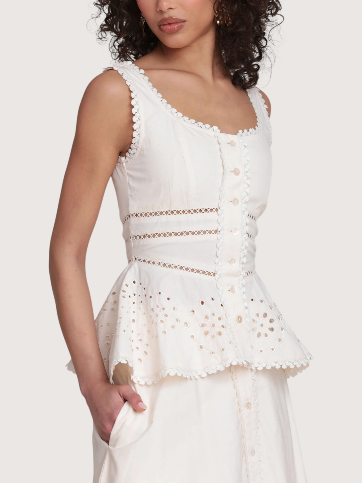 Embroidered Peplum Top