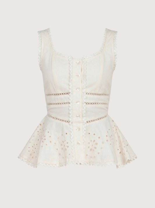 Embroidered Peplum Top