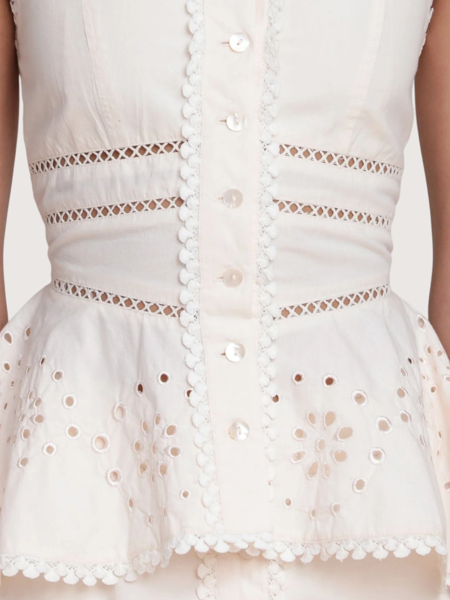 Embroidered Peplum Top