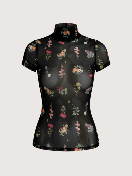 Fruit and Floral Mesh Top