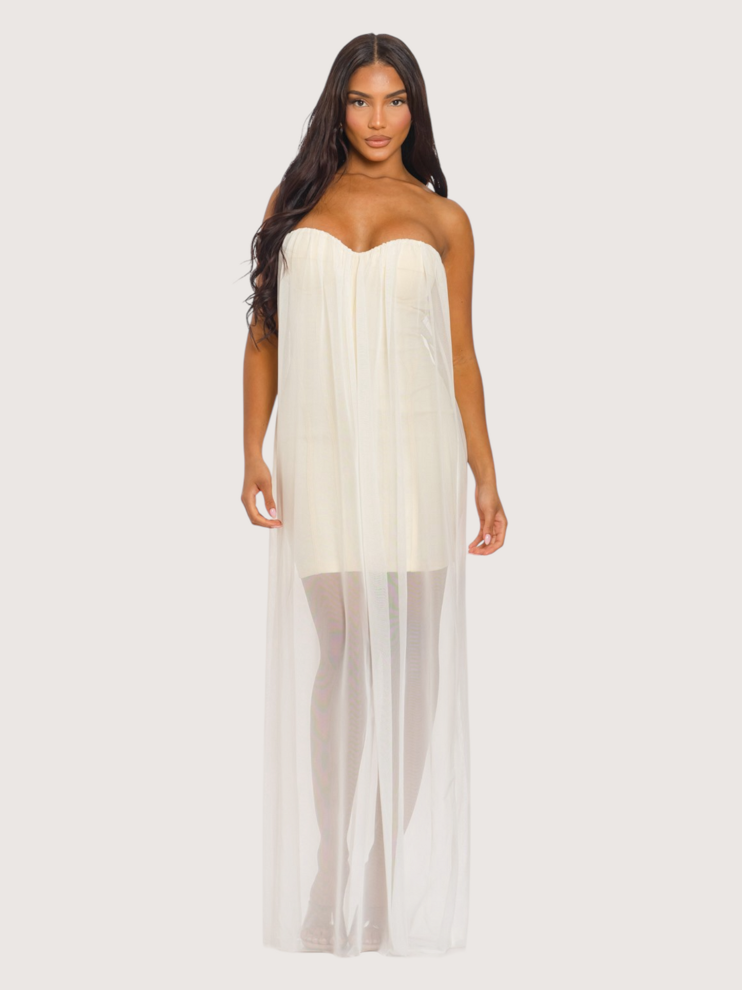 Corset Mesh Overlay Dress