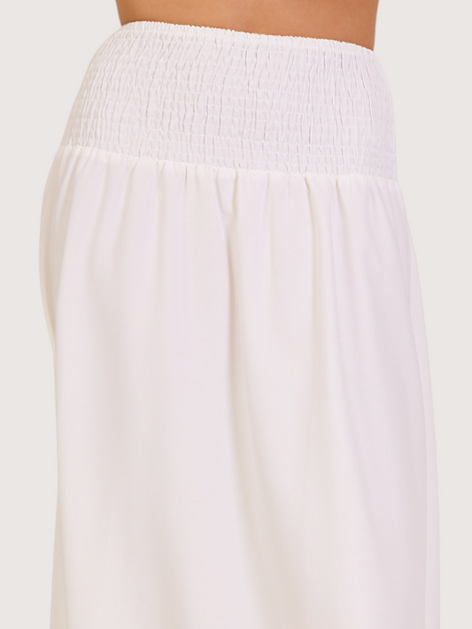 Smoked Waist Maxi Skirt | White