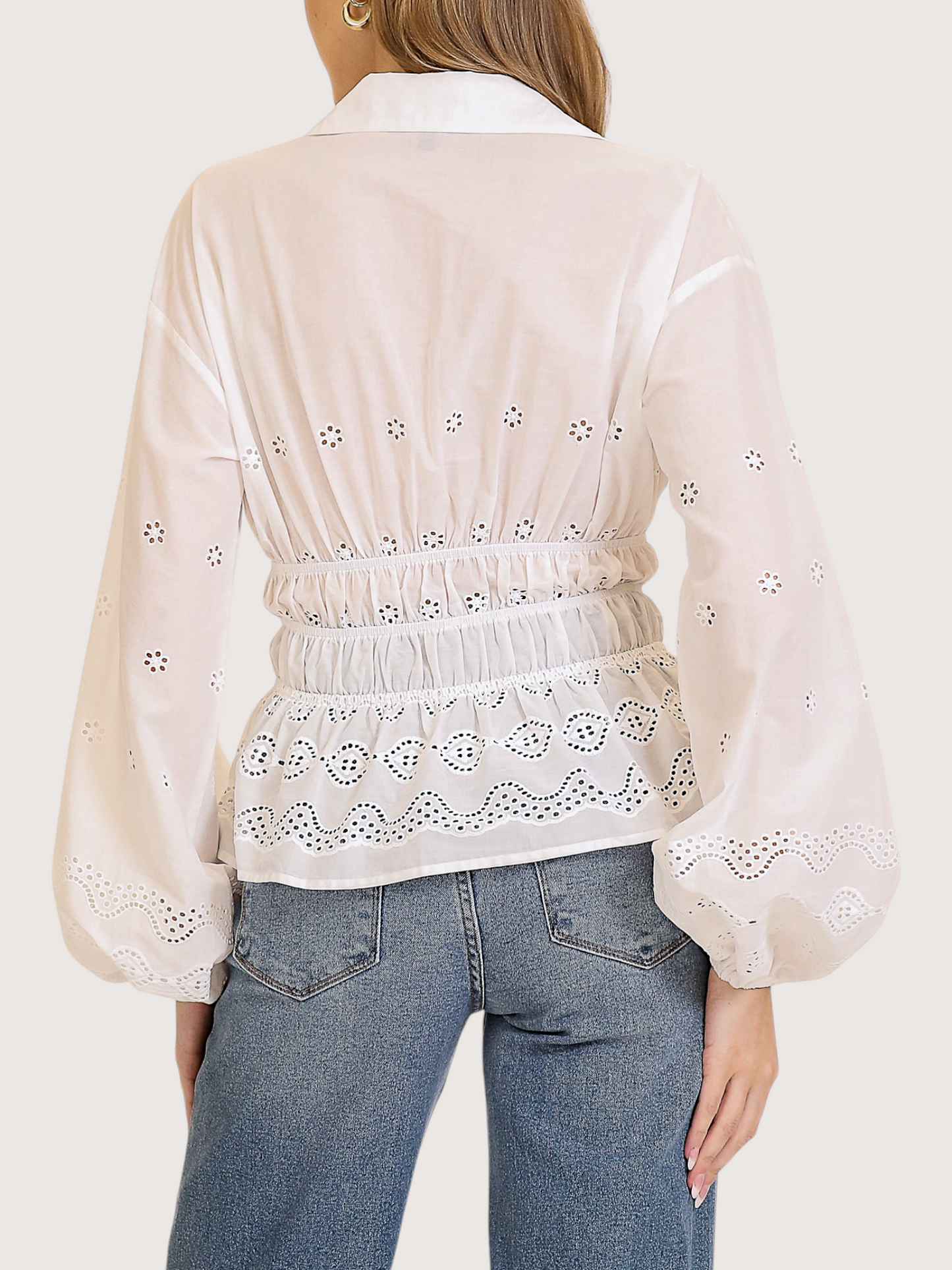 Eyelet Peplum Blouse