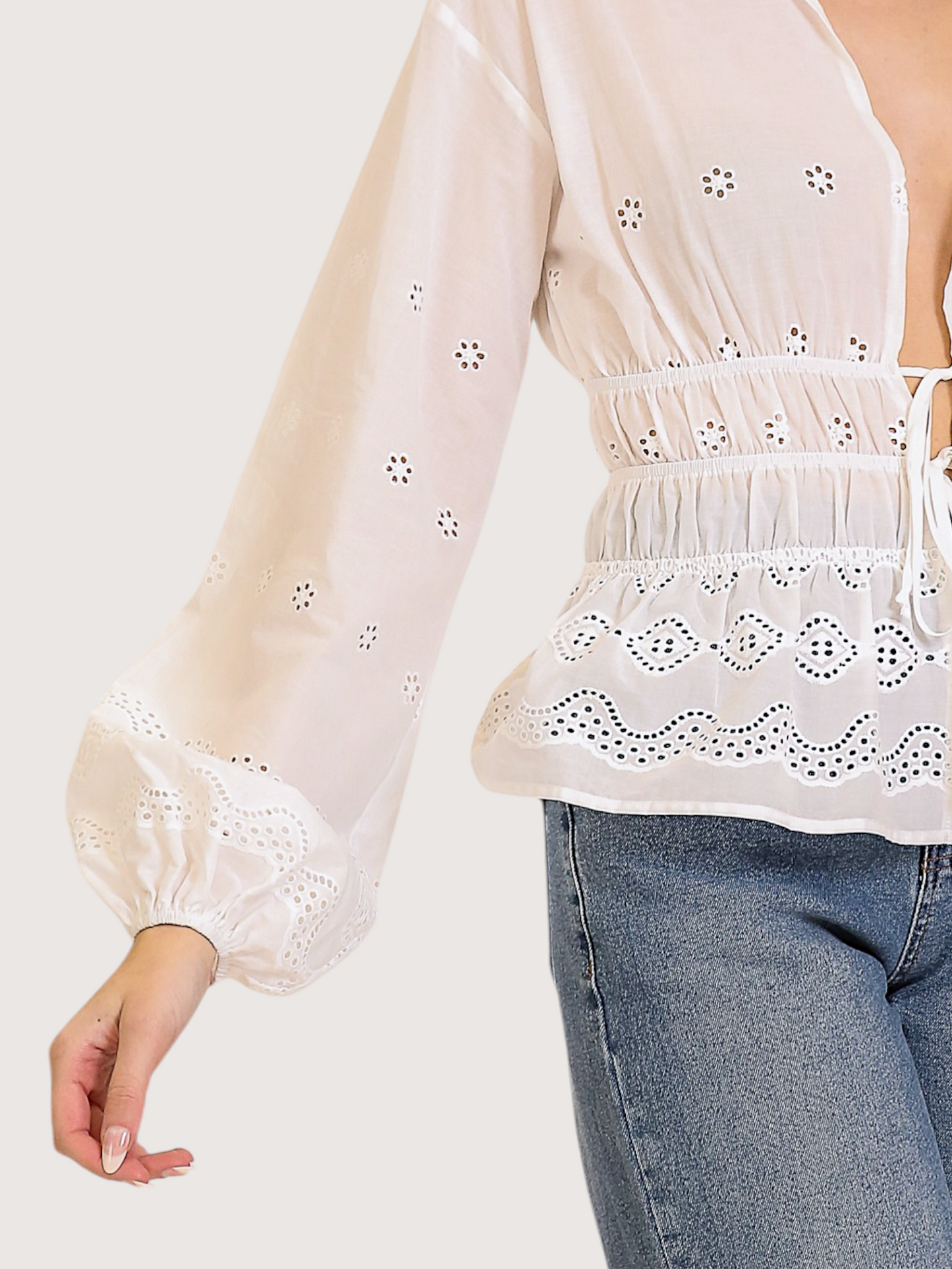 Eyelet Peplum Blouse