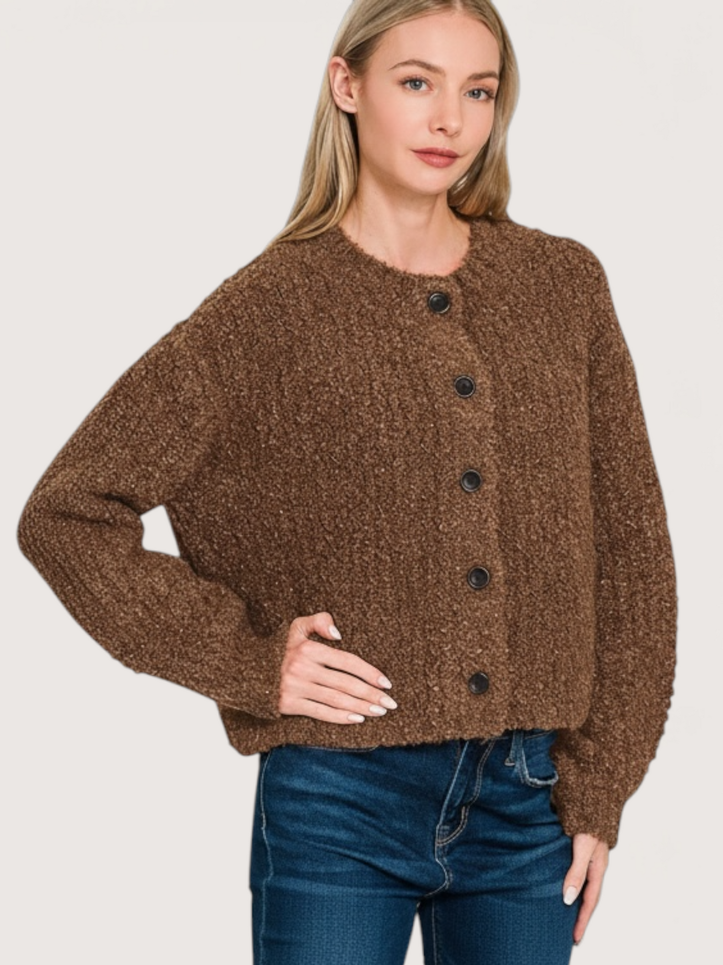 Taylor Chunky Knit Cardigan | Brown