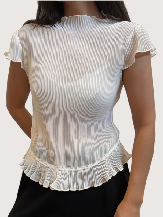 Plisse Mock Neck Top