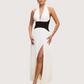 Contrast Halter Maxi Dress