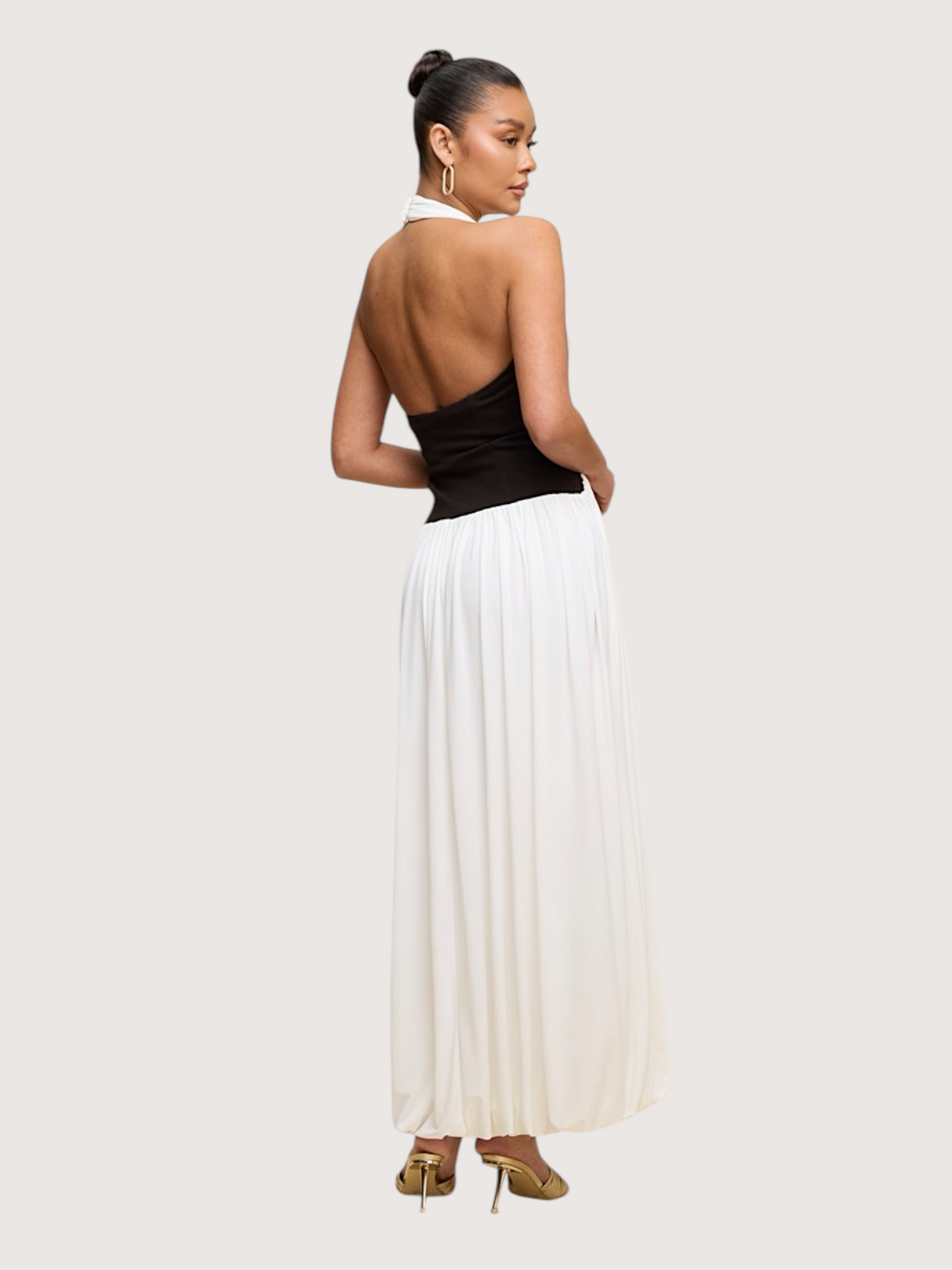 Contrast Halter Maxi Dress