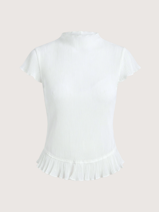 Plisse Mock Neck Top