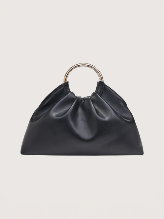 Circle Handle Pouf Bag | Black