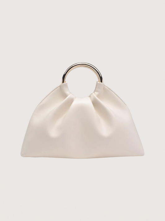 Circle Handle Pouf Bag | Bone