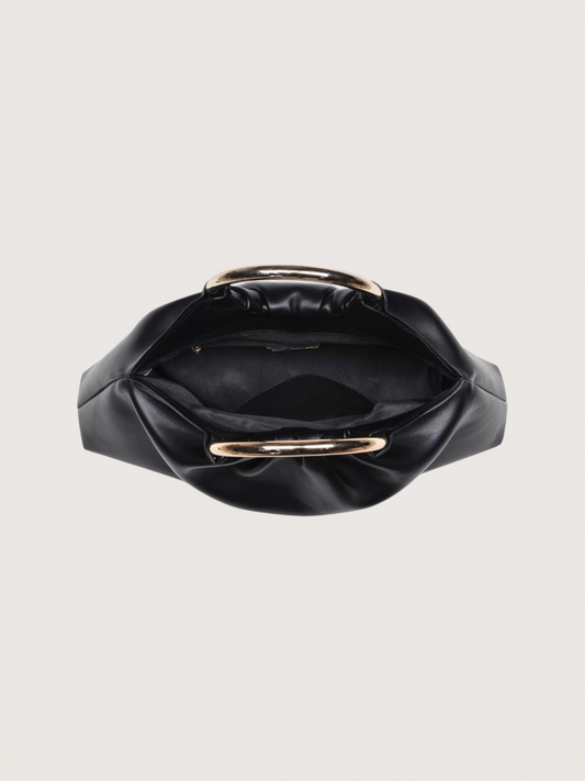 Circle Handle Pouf Bag | Black