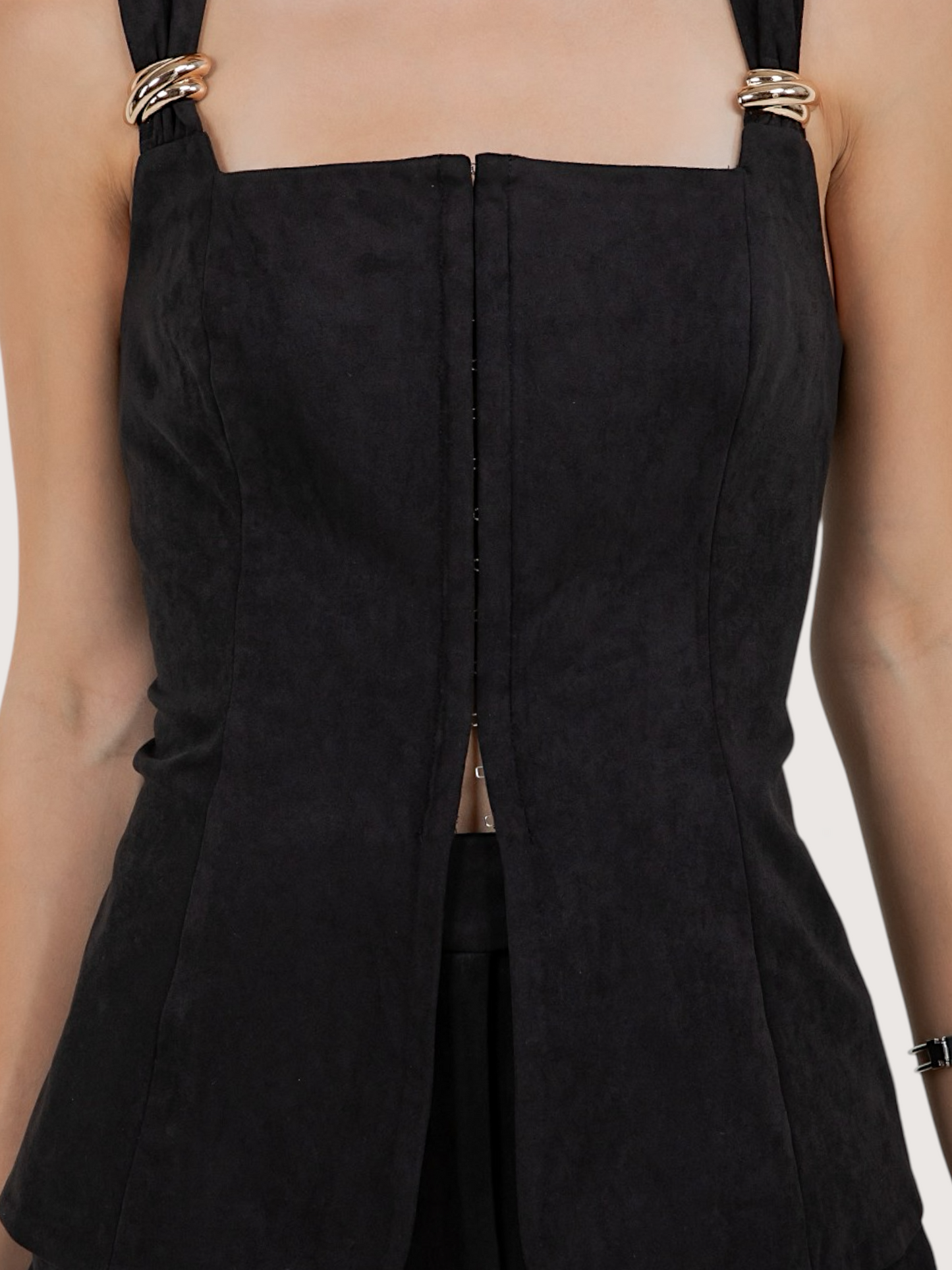 Metal Accent Suede Top