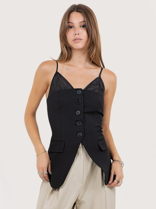 Peep Cami Button Top