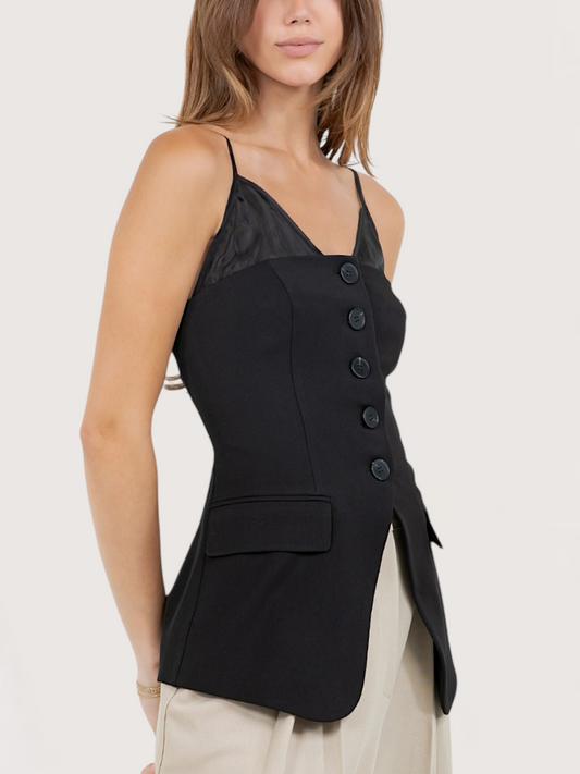 Peep Cami Button Top