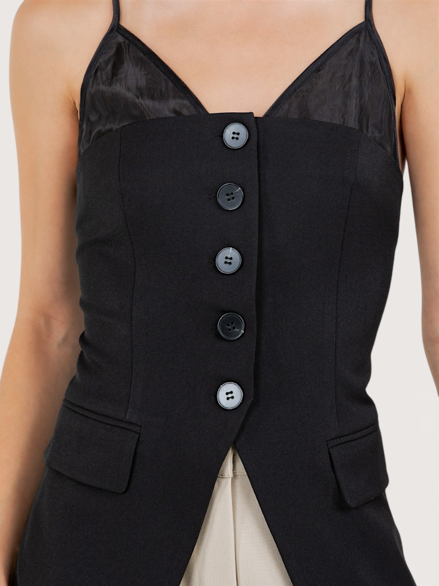 Peep Cami Button Top