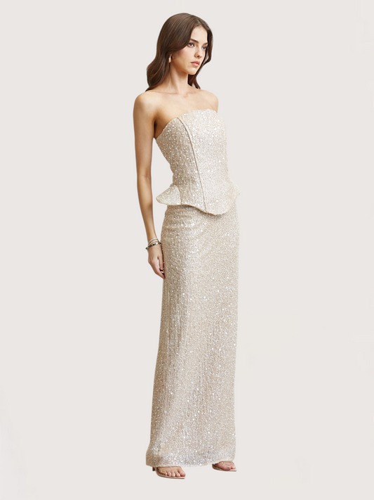 Sequin Pearl Maxi Skirt