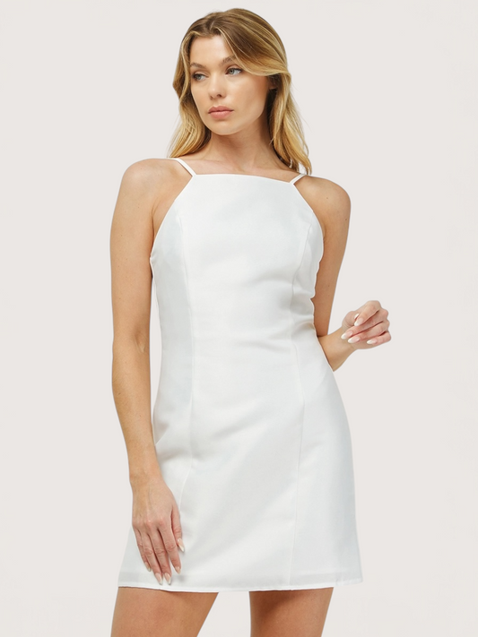 Satin Mini Dress | White