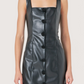 Beaded Button Leather Dress
