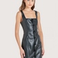 Beaded Button Leather Dress