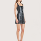 Beaded Button Leather Dress
