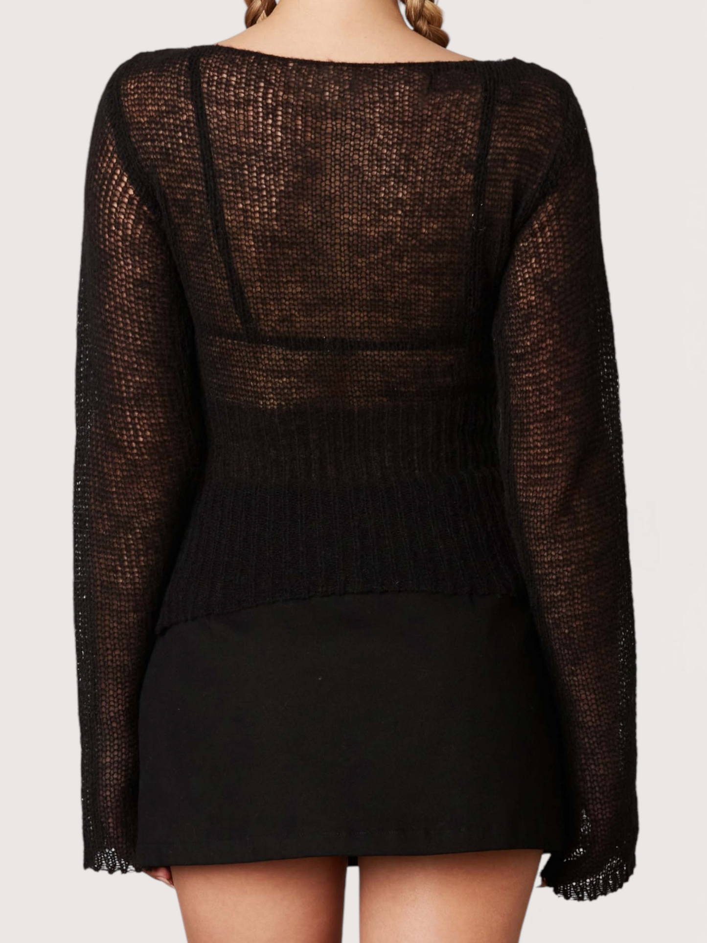 Sheer Knit Sweater | Black