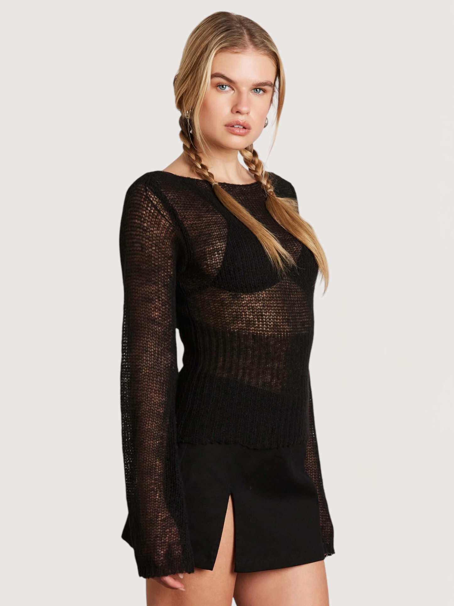 Sheer Knit Sweater | Black