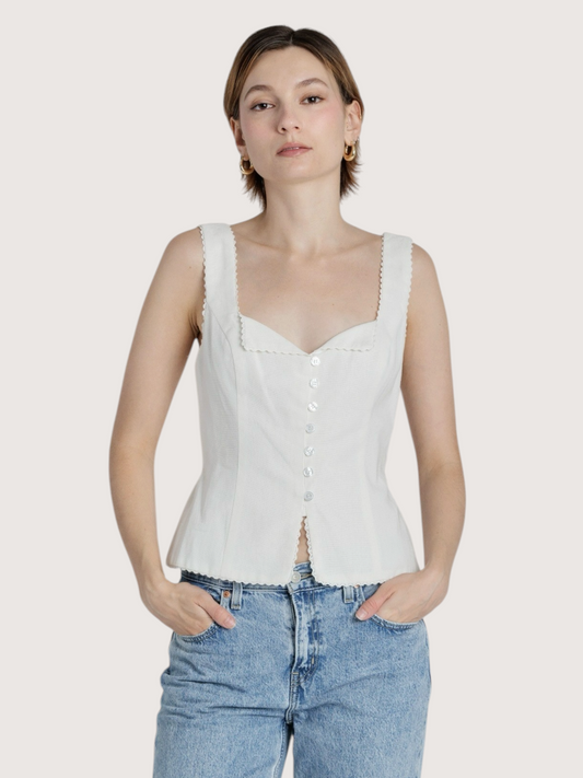 Lace Trim Linen Top