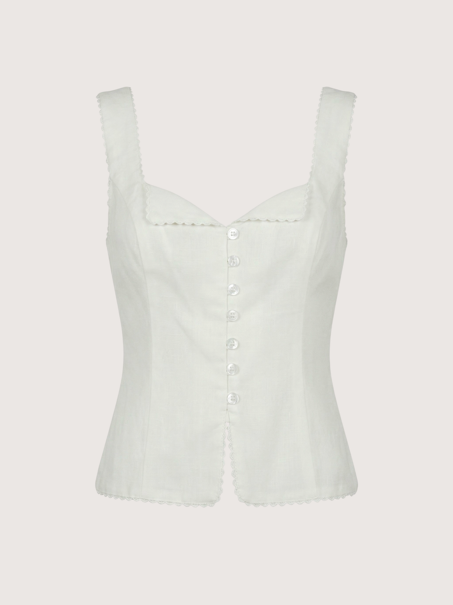 Lace Trim Linen Top
