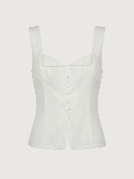 Lace Trim Linen Top