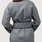 Contrast Trim Belted Coat