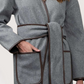 Contrast Trim Belted Coat
