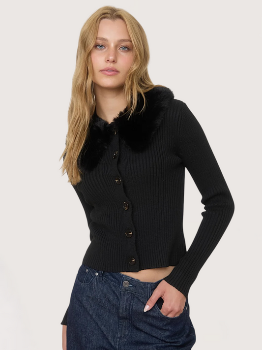 Fur Collar Cardigan