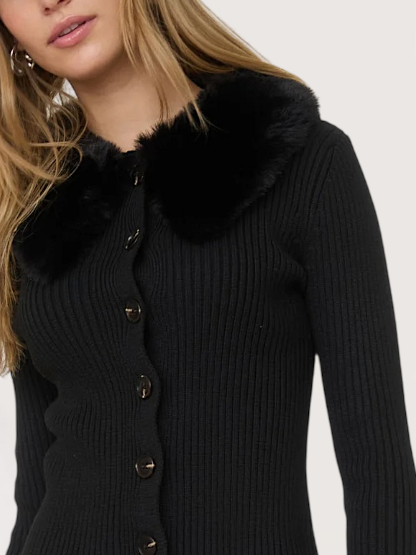 Fur Collar Cardigan