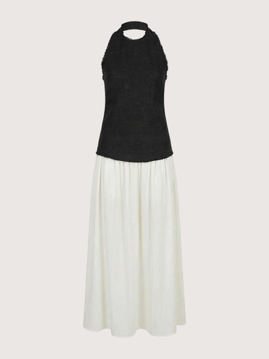 Contrast Halter Midi Dress