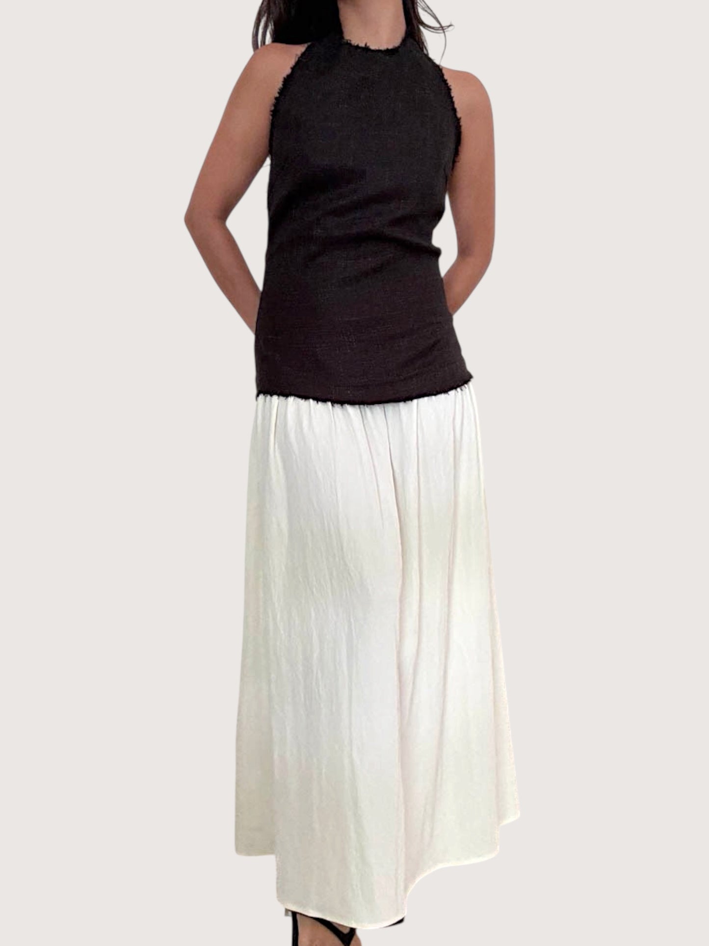 Contrast Halter Midi Dress