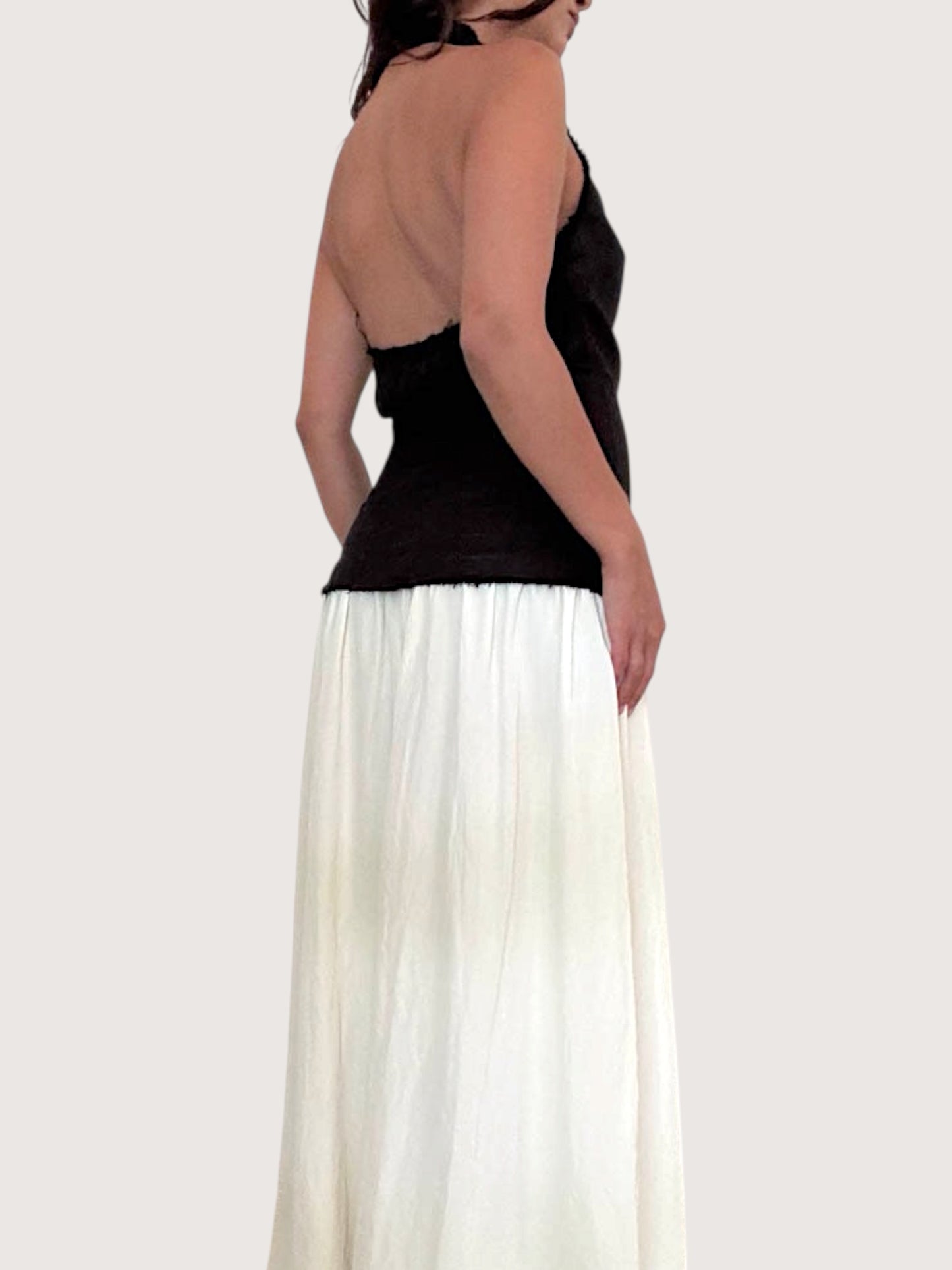 Contrast Halter Midi Dress