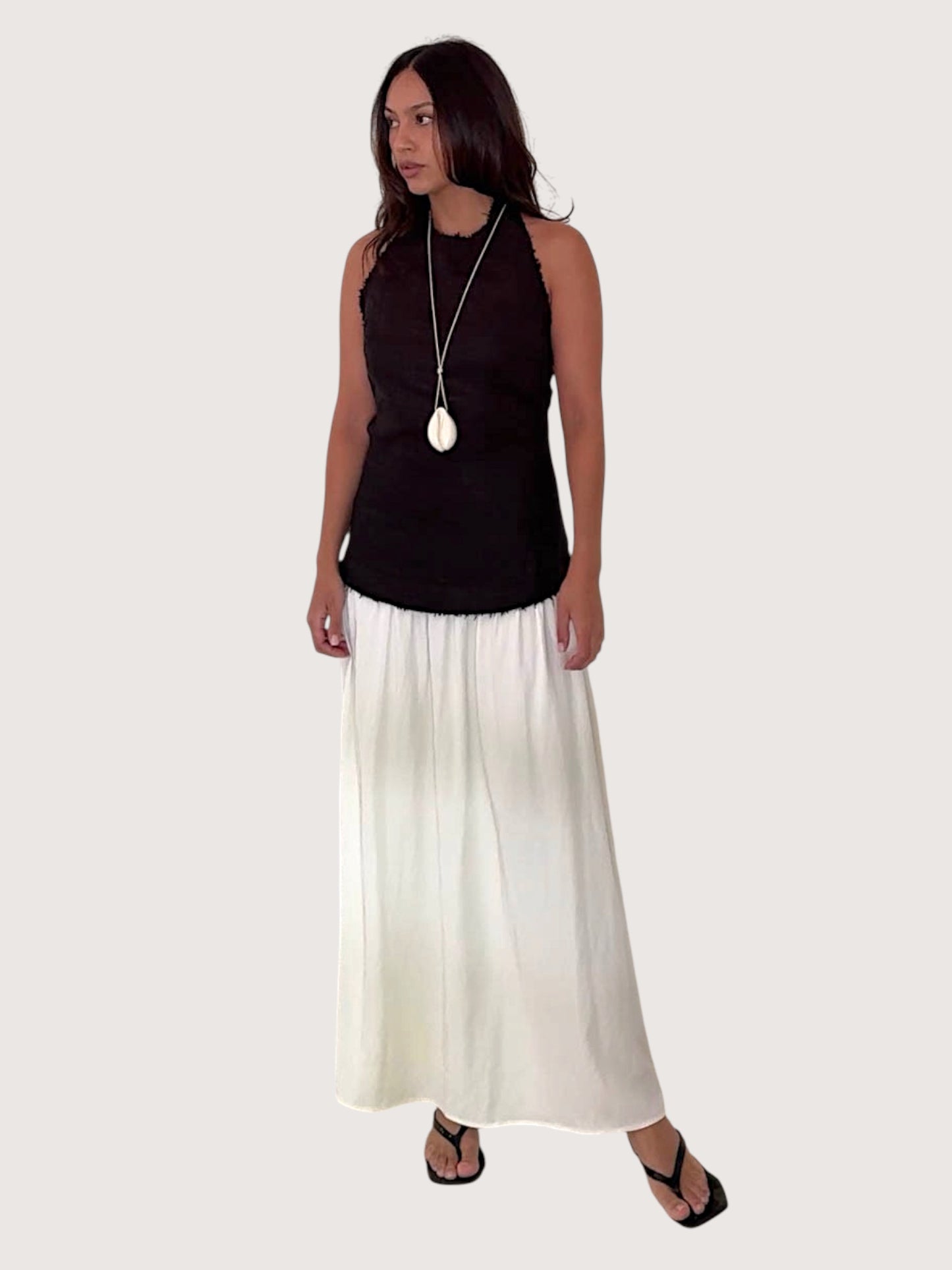 Contrast Halter Midi Dress