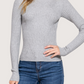 Mock Neck Fitted Knit | Grey