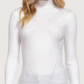Mock Neck Fitted Knit | White