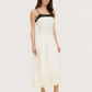 Contrast Smocked Dress | Cream