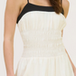 Contrast Smocked Dress | Cream