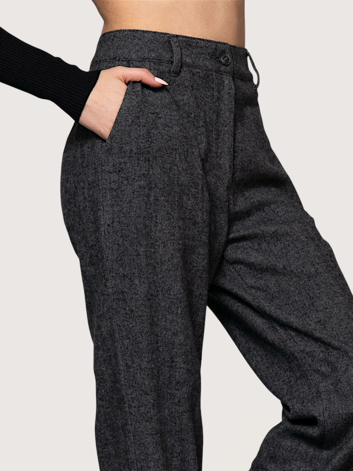 Straight Leg Herringbone Pant